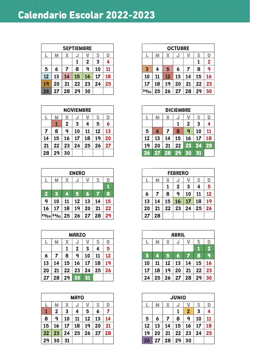 Calendario escolar 22-23